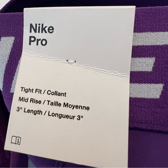 Nike Pro‎ Shorts Midrise 3" Inseam Purple Cosmos Women Size XXL New With Tags - Picture 6 of 6
